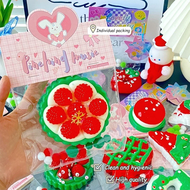 Mainan Remas cakar kucing Natal kartun lucu lembut Rebound lambat mainan pereda stres hadiah mainan dekompresi donat kreatif