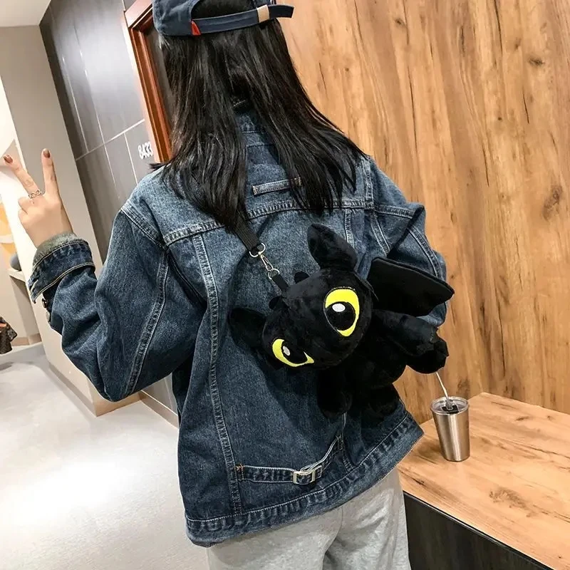 Cartoon Portable Cute Dragon Toothless Backbag Cosplay Black Toothless Cute Lady Plush Doll Bag Small Shoulder Doll Bag Outdoor