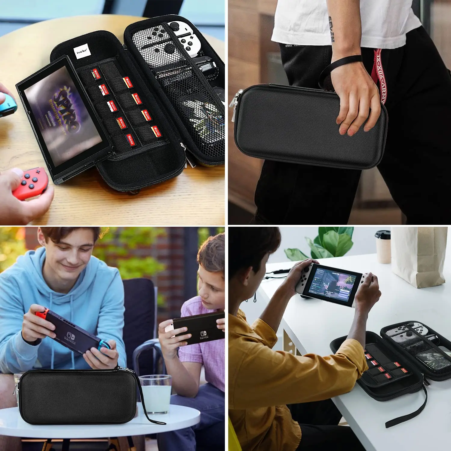 Carrying Case for Nintendo Switch and Switch OLED Model,Portable Hard Shell Pouch Carrying Game Bag for Switch Accessories Holds