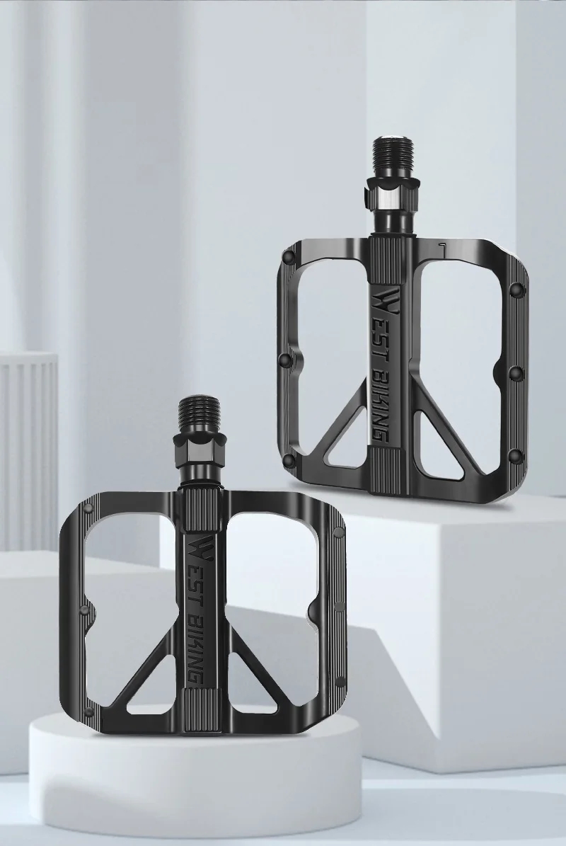 WEST BIKING Aluminium-Fahrradpedale Ultraleicht mit DU-Lager Mini Flache Plattform für Rennrad, Faltrad und Citybike Fahrradteile Schwarz Rutschfest – Detail 11