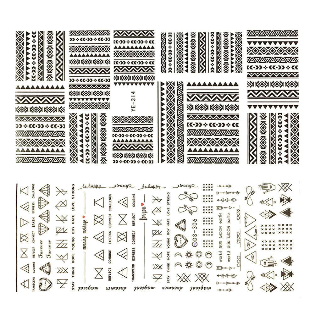 2 hojas, 3 calcomanías de encaje de transferencia para uñas, letras y patrones, pegatinas para puntas de uñas DIY, decoración de manicura delicada para mujeres y niñas