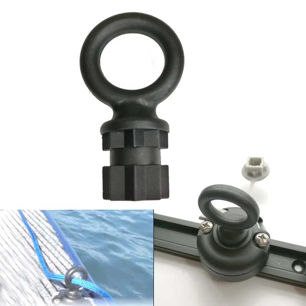 Canoe Kayak Round Mount Base Fishing Rod Holder Mount Base Tackle Kit Wall Sling Rope Ring Tethering Lashings Eye Set