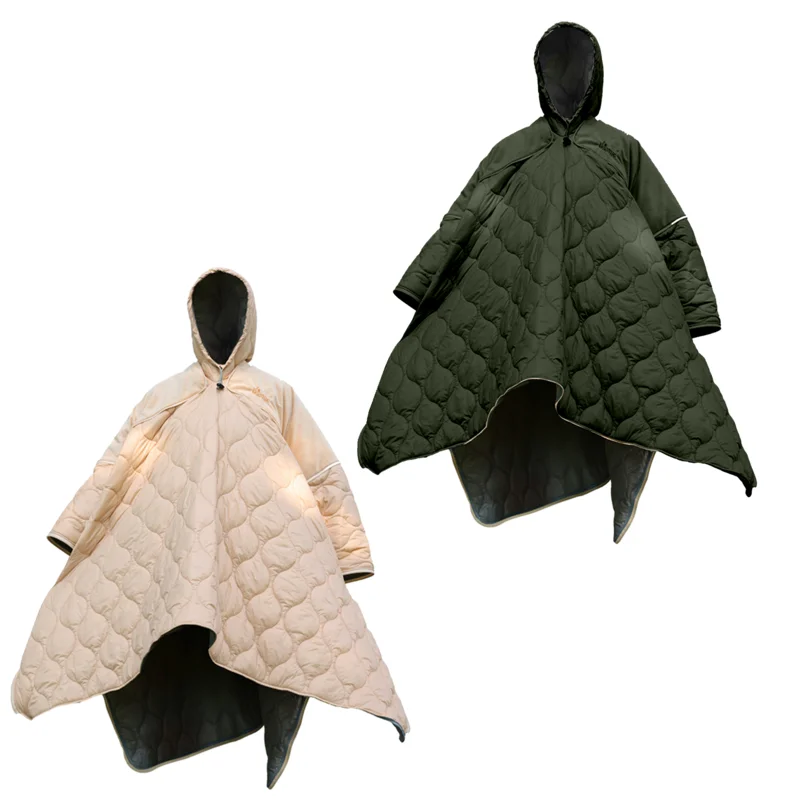 

Wearable Hooded Blanket Camping Sleeping Quilt Camping Cloak Cape Warm Lazy Blanket Portable Hooded Waterproof Stadium Blanket