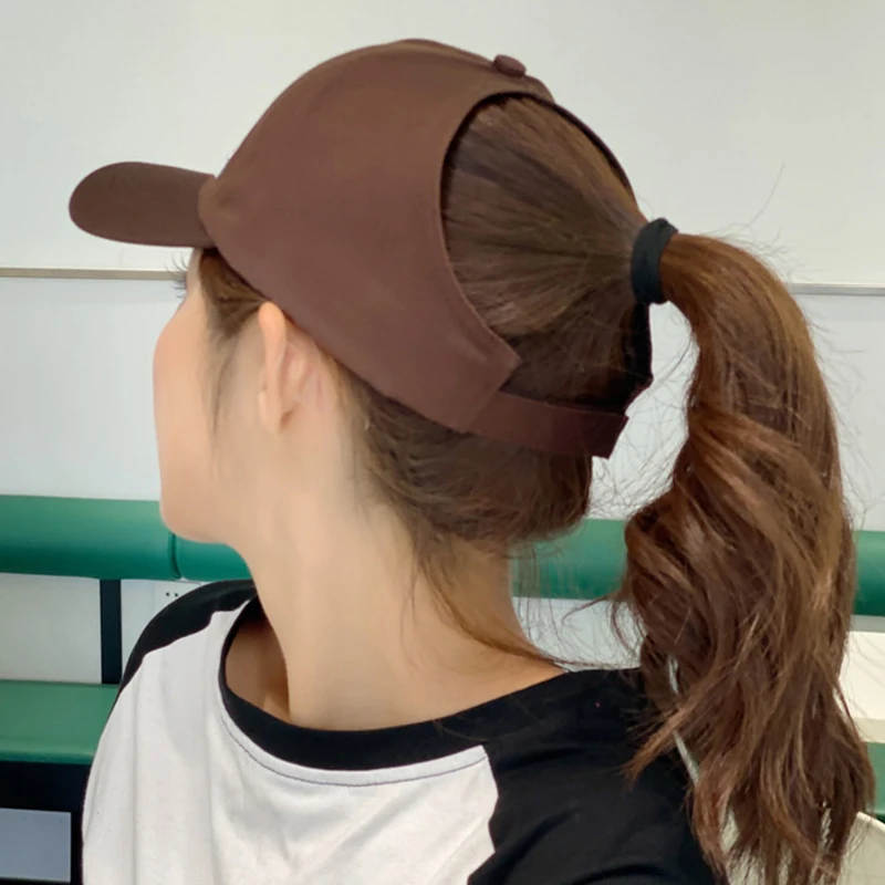 Casquette de baseball avec trou pour queue de cheval pour femme, chapeau de soleil pour fille, sports d'été, mode décontractée, solide, nouveau, document, 1 pièce