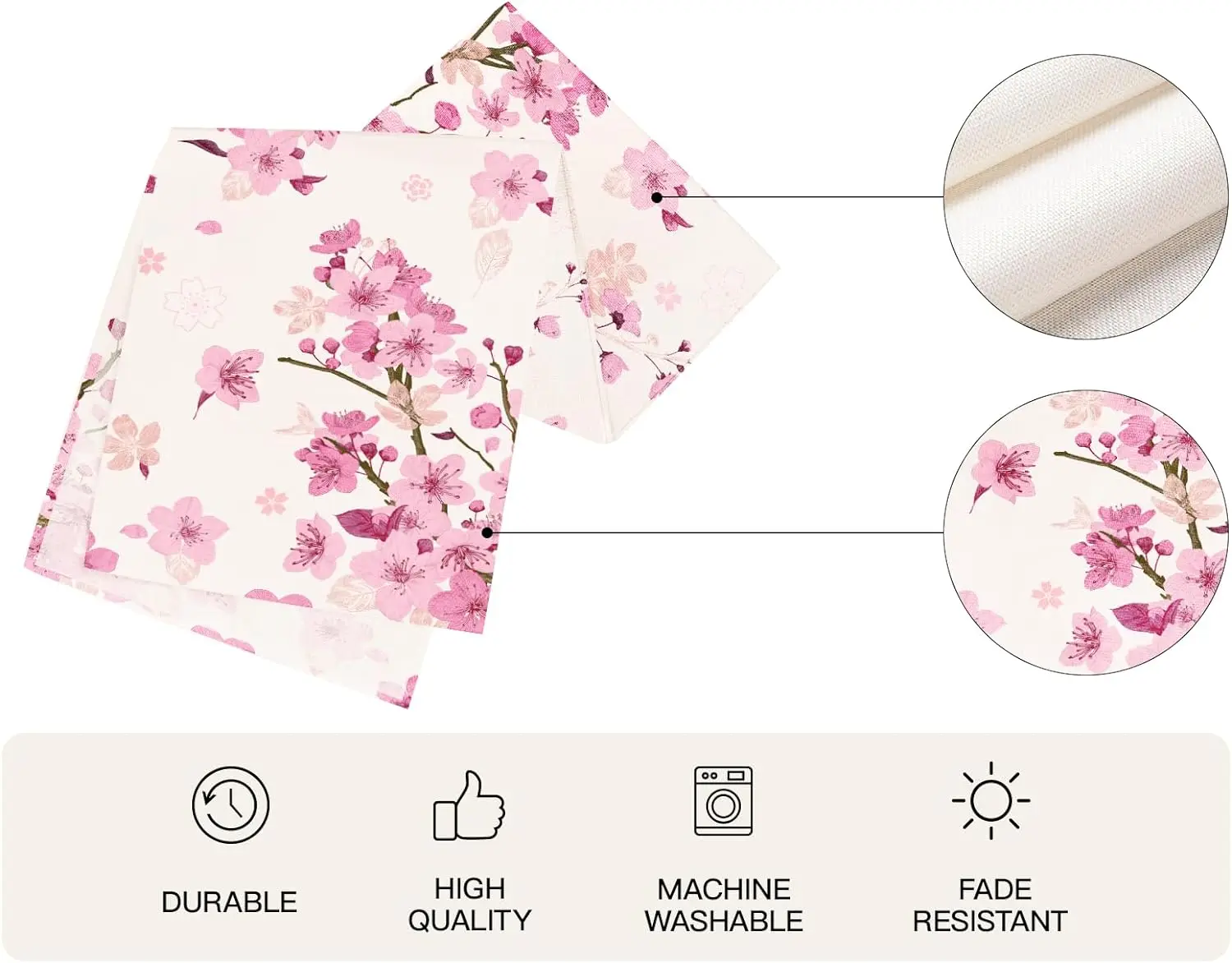 Spring Cherry Blossom Linen Table Runners Summer Farmhouse Wedding Party Decor Holiday Banquet Kitchen Dining Table Decorations