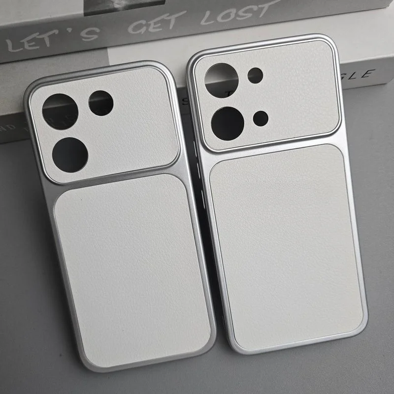 Fashion Simple PU Leather Phone Case for POCO X8 Pro Max X7 F8 Ultra F7 M8 Pro Large Lens Window Shockproof Protector Slim Cover