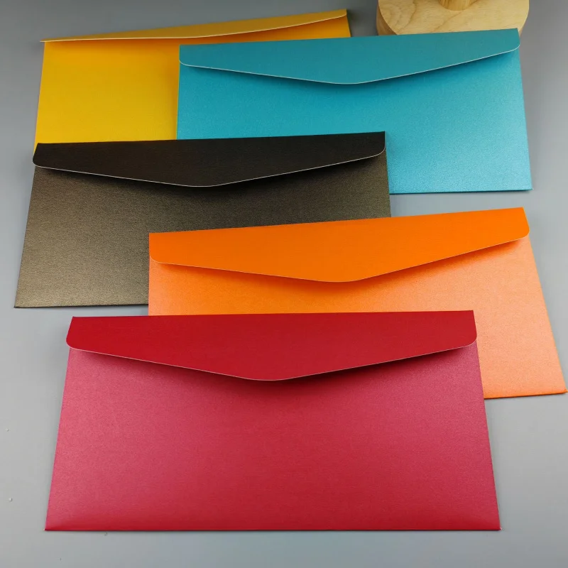 Custom Thickened Western Style Blank Pearl Paper Colorful Envelopes Custom Gold Stamping Greeting Cards Invitations Membership S