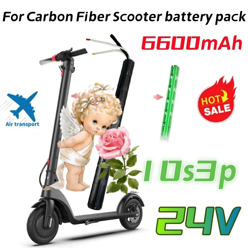 

Made in China 24V 100% original 6600mAh battery With BMS 6.6Ah High capacity Scooter Carbon Fiber 18650 Lithium Battery Pack