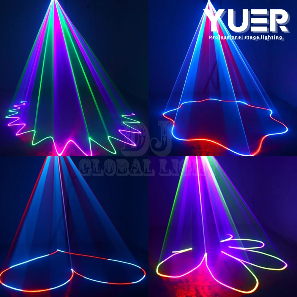 Luz láser RGB de 6W, escáner de haz de animación ILDA, proyector de escenario RJ45, Control DMX, DJ, discoteca, Bar, Club, fiesta, espectáculo de efectos de baile