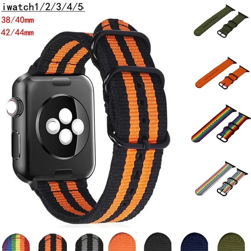 Correa de nailon para iwatch ultra band, pulsera de 38mm, 49mm, 45mm, 44mm, 42mm, 41mm, reloj para apple watch 9, 8, 5, 6, se, 7