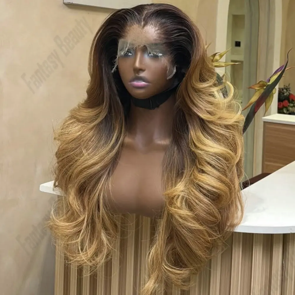 Remy Brazilian 13x6 360 Lace Front Wigs Human Hair Glueless Loose Wave Balayage Honey Blonde Full Lace Wig Human Hair for Women
