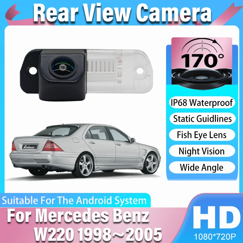 

Резервная камера заднего вида FishEye для Mercedes Benz W220 1998 1999 2000 2001 2002 2003 2004 2005, камера ночного видения для номерного знака