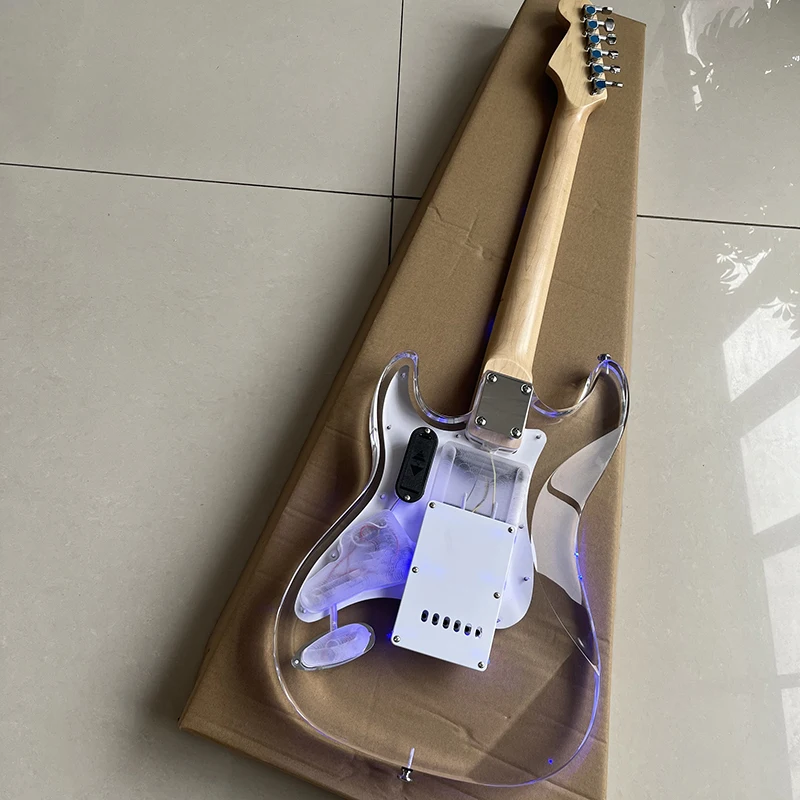 Classic st electric guitar, acrylic, carved luminous fingerboard, professional performance level, free delivery to home.