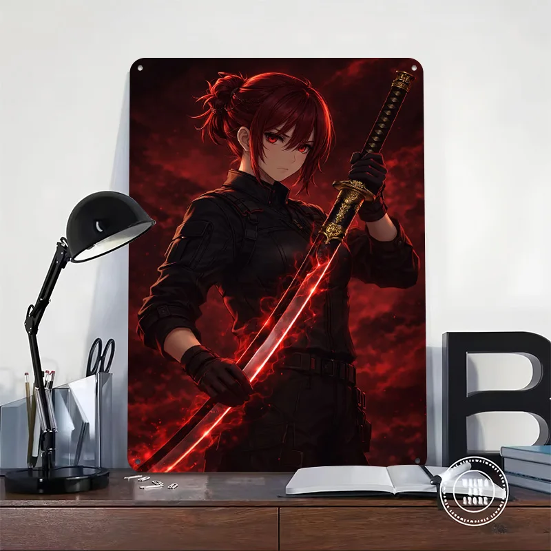 Crimson Blade Resolve Tinplate Poster Custom Wall Art Vintage Metal Signs Retro Tin Plaque for Room Decoration Office Decor Home