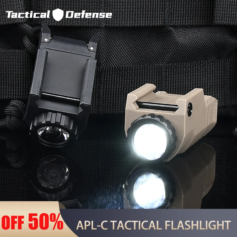 Tactical APL-C APL Pistol Scout Light White LED Constant/Momentary/Strobe Flashlight Functions Nylon Material Fit 20mm Rail Hunt