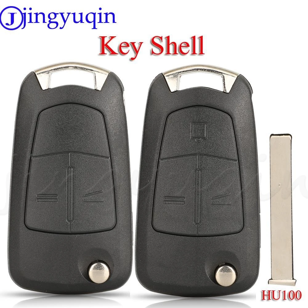 

jingyuqin 10pcs 2/3BTN Remote Flip Car Key Shell Cover For Opel Vectra Antigo Omega Suprema Agile Montana With HU100 Blade