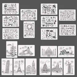5 шт. полый декоративный трафарет для рисования, картина, игрушки для детей, «сделай сам», Эйфелева башня, Рождество, день рождения, фотошаблон
