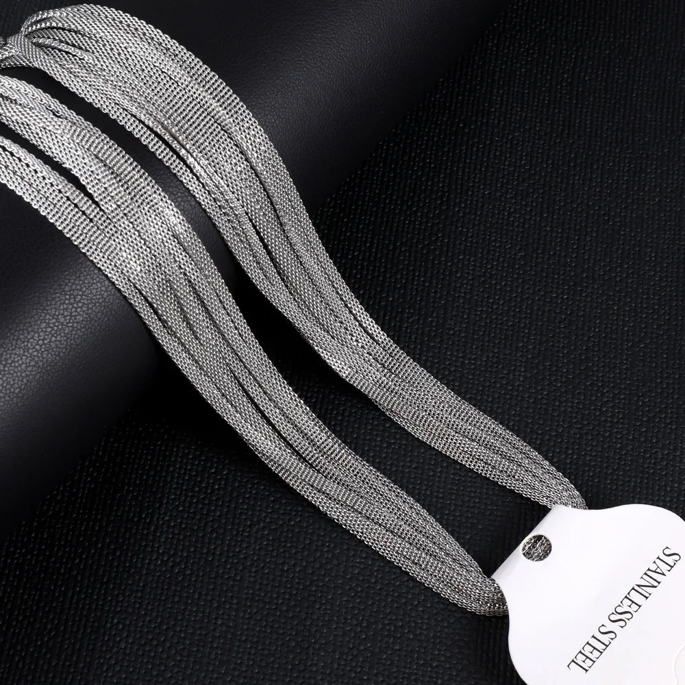 LUXUKISSKIDS Stainless Steel Flat Net Chains 2mm Rope Chain Necklaces 316L Wholesale 10pcs/lot Link Jewelry Flat For DIY Making