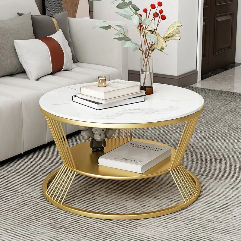 Light luxury sintered stone coffee table, small apartment, modern minimalist, Nordic apartment round table, trendy table
