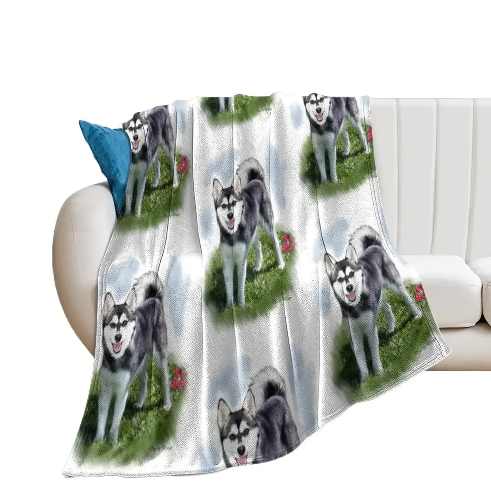 

Alaskan Klee Kai Dog Lovers Art Throw Blanket Thermal Thins Soft Plaid Nap Blankets