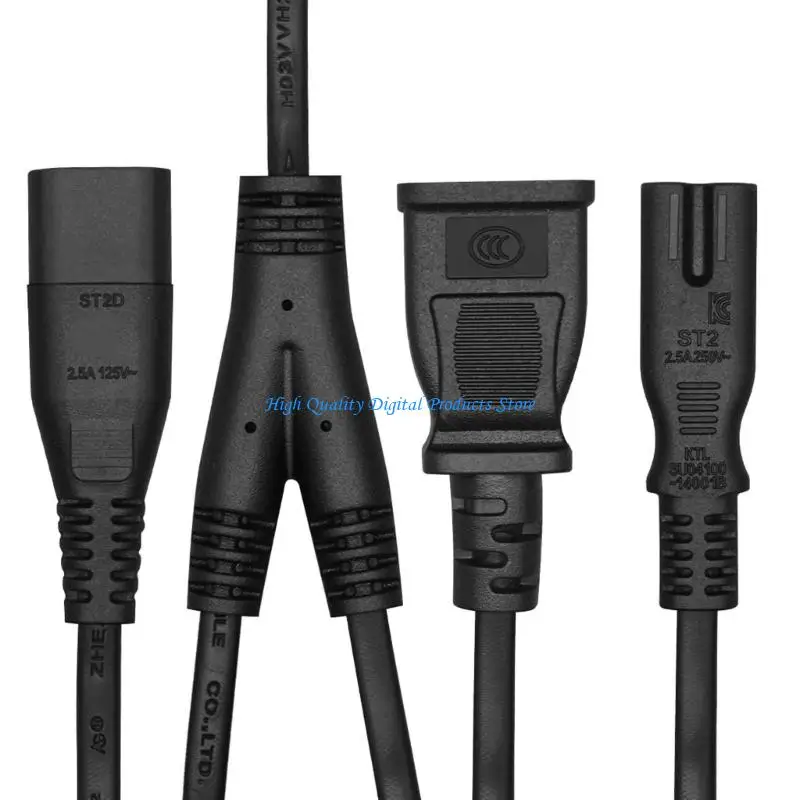 U2JE IEC320 C8 Male To C7 Female And 2 Pin Socket Power Splitter Cable For Electronics