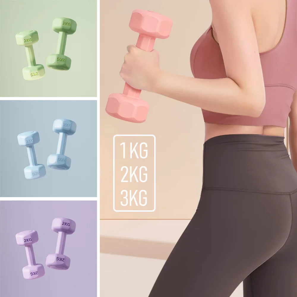 1 Par de Mancuernas de 3 kg para Mujer, Set de Pesas para Entrenamiento Aeróbico, Ejercicio en Casa o Gimnasio