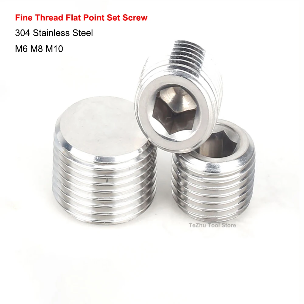 

Fine Thread Hexagon Hex Socket Set Screw Flat Point Allen Head M6 M8 M10 304 Stainless Steel Headless Screws