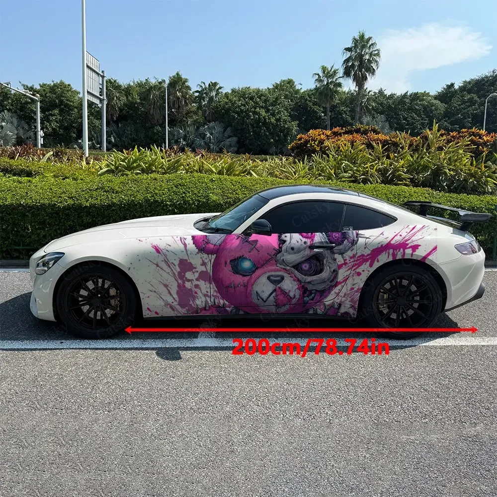 2PCS Spiked Skull Bear Spirit, Durable, Fade-resistant, Enhance Vehicle Aesthetics With Bold Artistic Design Car Vinyl Wraps