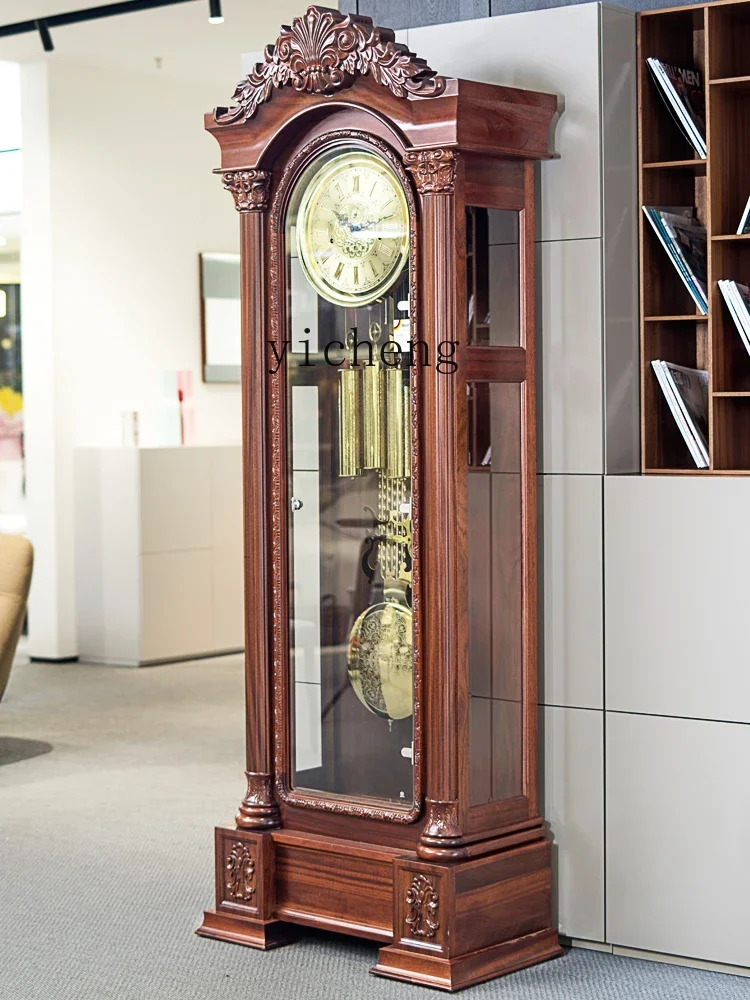 European Style the Grandfather Clock Living Room Floor Clock Decoration Solid Wood Hermle Movement Clock