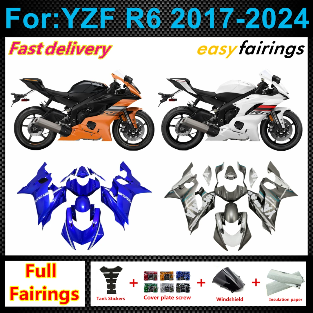 Motorcycle Fairing Kit Fit For R6 2017-2026 Complete Bodywork Panels Pre‑Drilled Mount Hole Aftermarket Replacement Fairings Set