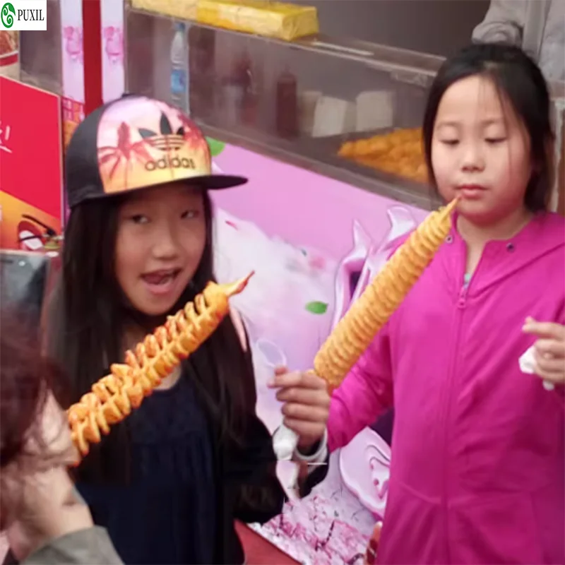 Automatic Electric Spiral Potato Cutter Tornado Potato Slicer Curly Fries Twist Potato Tower Machine