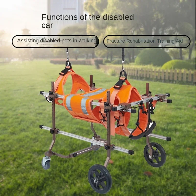 Medium and Large Dog Four-wheeled Disability Assistance Vehicle, Pet Trolley, Mobility Impaired Pet Assisted Walking Wheelchairs