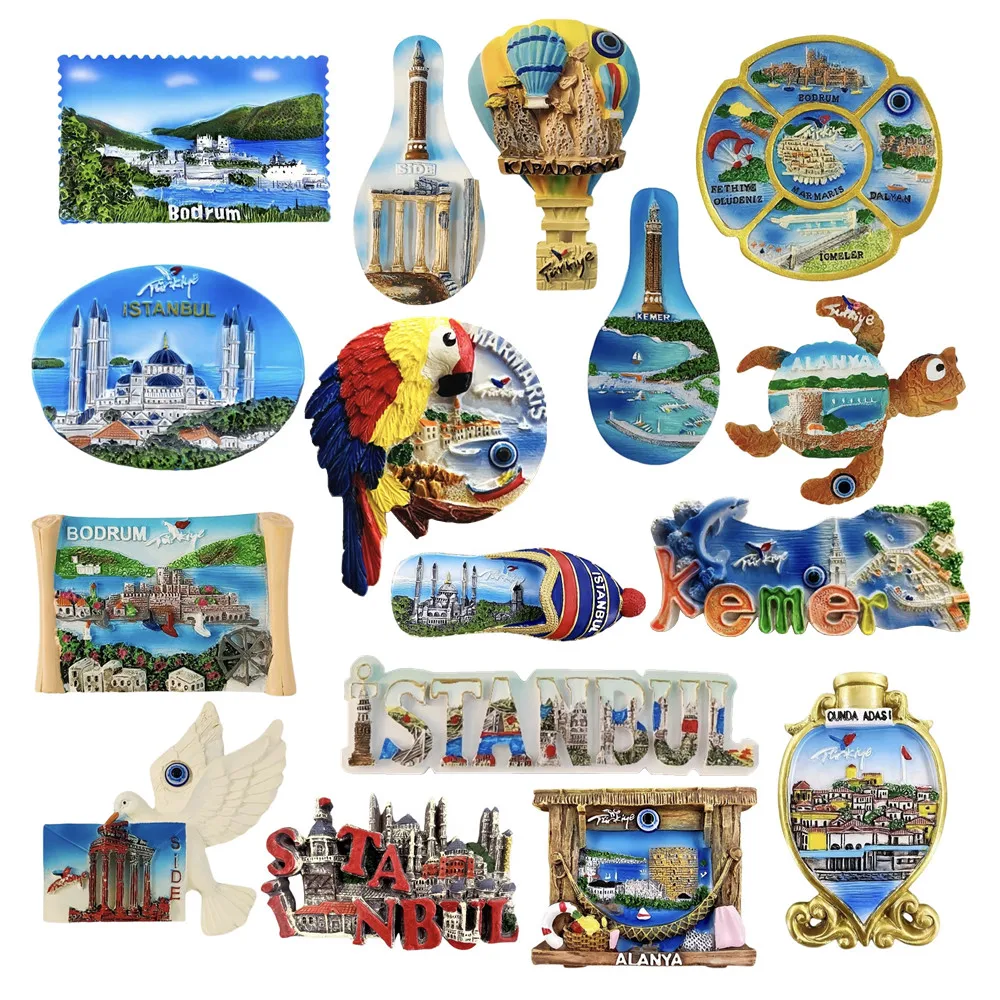 Europe Asia Turkey 3D Fridge Magnet Tourist Souvenirs Refrigerator Magnetic Stickers Travel Collection Gift