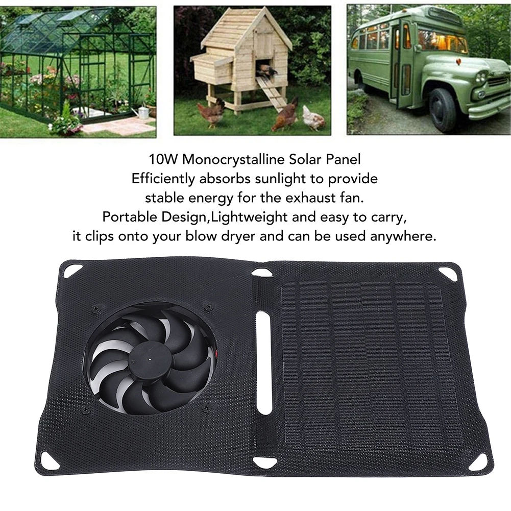 

10W Solar Panel Fan Ventilation Monocrystalline Solar Panel Fan For Pet Houses Foldable Solar Ventilation Fan