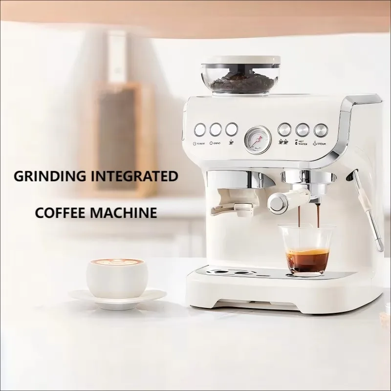 

Coffee Machine Espresso Semi-automatic High Pressure Steam Double Boiler Heating and Grinding Machine