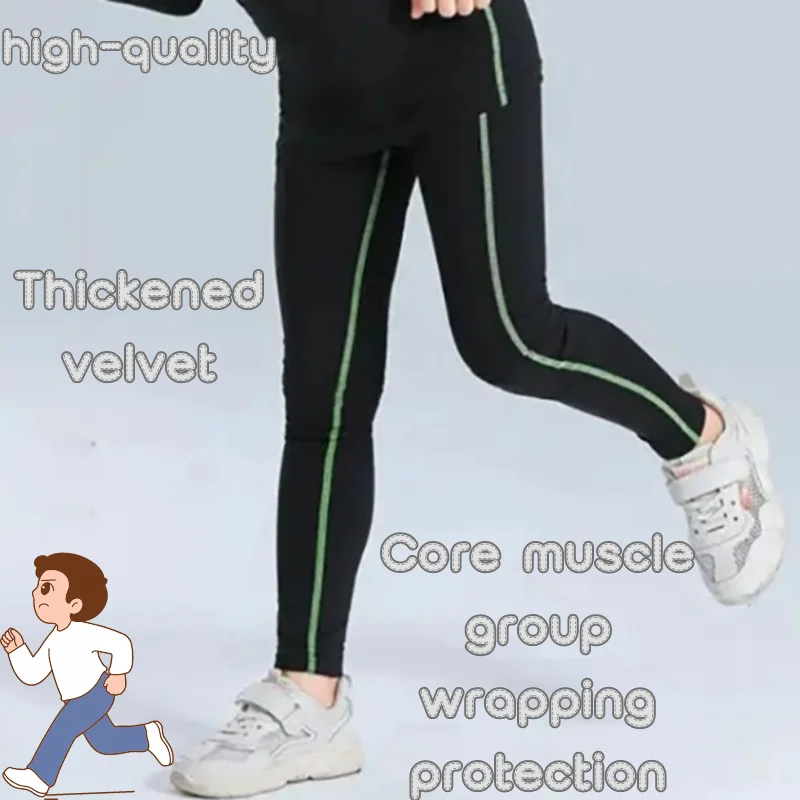 الأطفال الجوارب الرياضية طويلة الأكمام ، كرة السلة ، كرة القدم ، اللياقة البدنية ، الجري ، أفخم وسميكة مجموعة ، السراويل #5