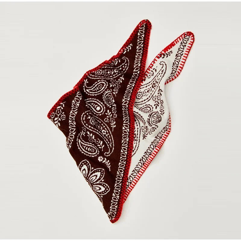 Paisley-Bandana-Druck Dreieckiger Damenschal Vintage Gestricktes Halstuch Kopftuch Retro-Tuch für Haare Streetwear-Accessoires – Detail 3