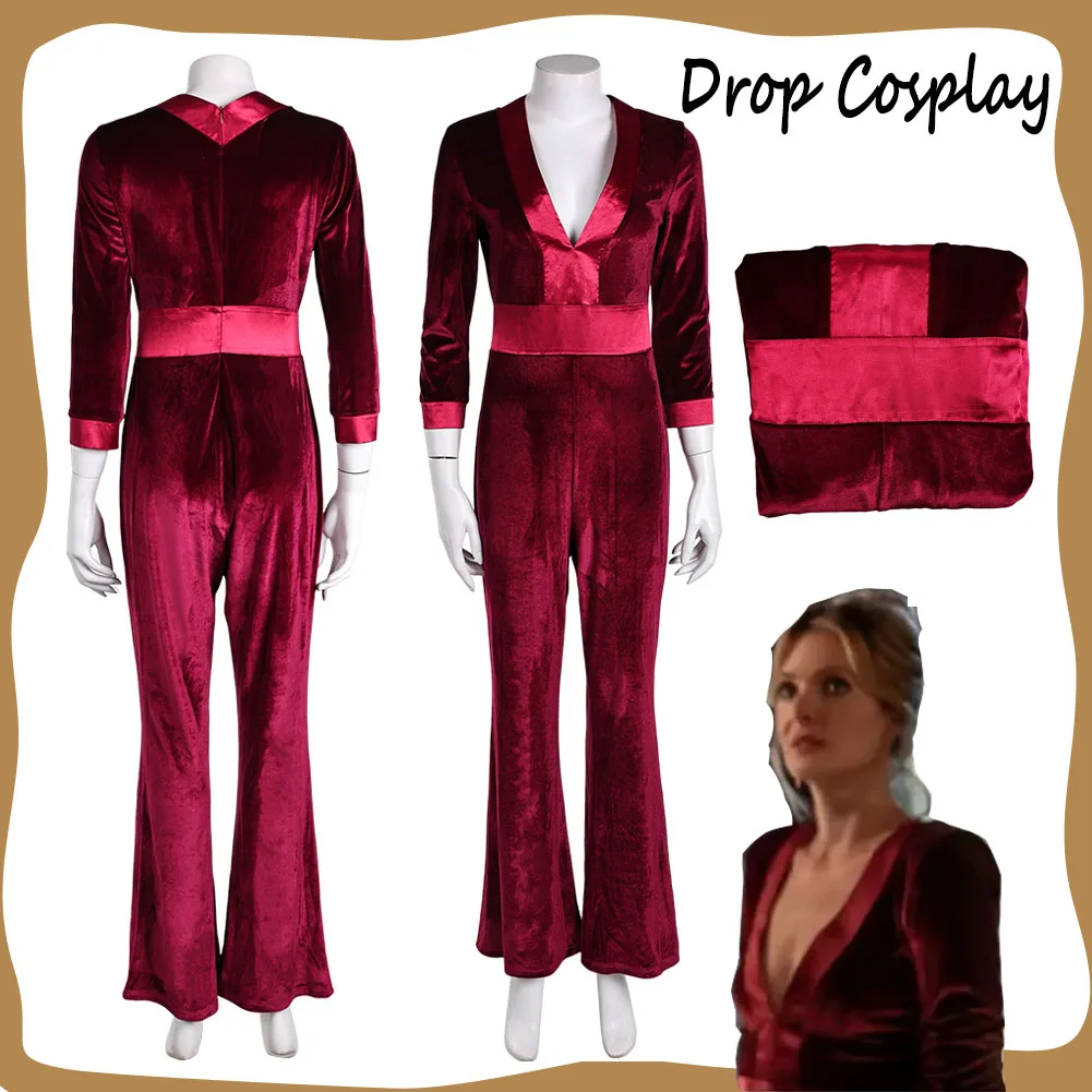 

2025 фильм фиолетовый косплей женский фантазия красный комбинезон костюм маскировка для женщин фэнтезийный карнавальный костюм на Хэллоуин