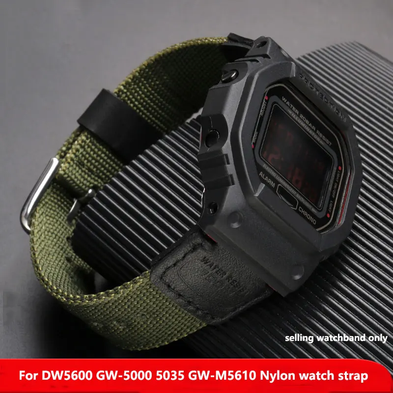 Cinturino per orologio in nylon 16mm 18mm per Casio DW5600 GW-5000 GW-M5610 AE1200 SGW300/400 MRW200 Serie cinturino per orologio in tela modificata