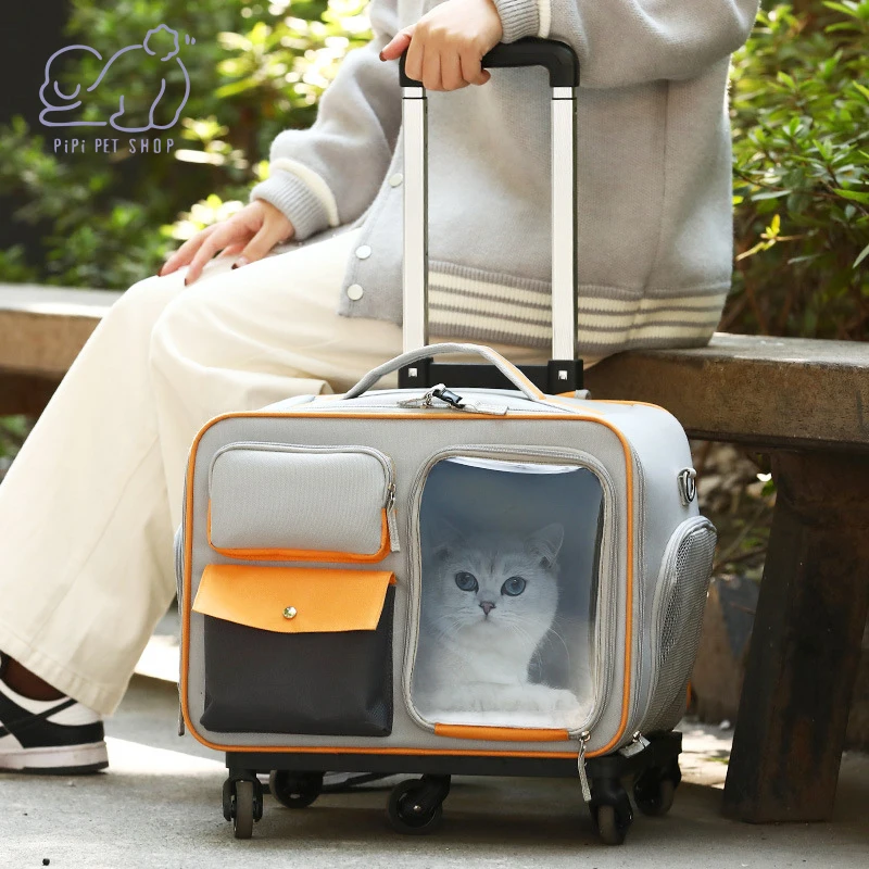 Cat and Dog Bag Portable Travel Pet Trolley Suitcase Small Dog High Appearance Level Stress Resistant Breathable Backpack