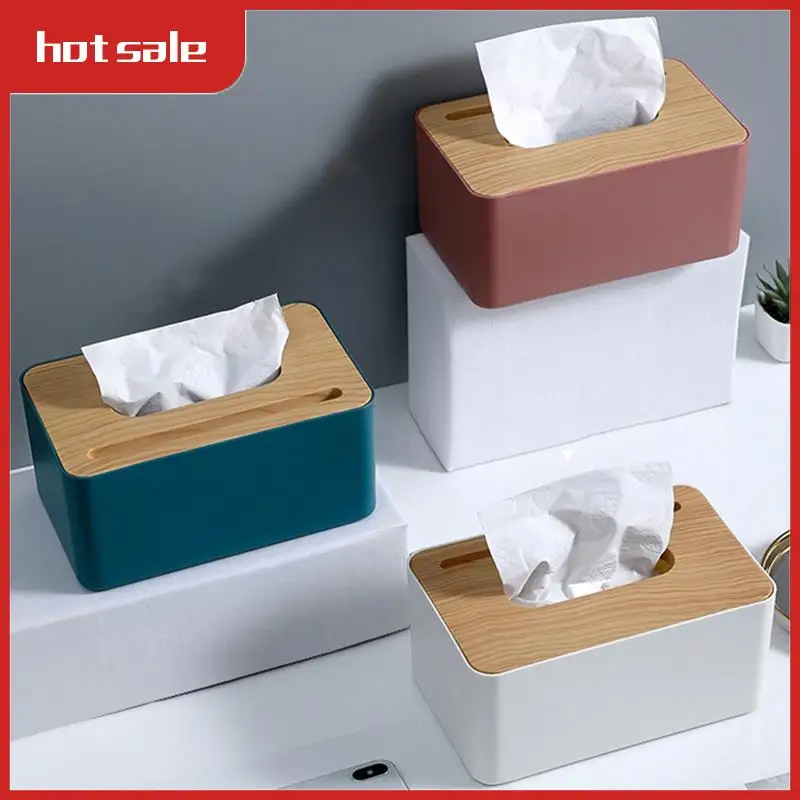 

A33R-Tissue Box Holder Bamboo Cover Toilet Paper Box Napkin Holder Case Tissue Paper Dispenser Paper Tissue Boxes