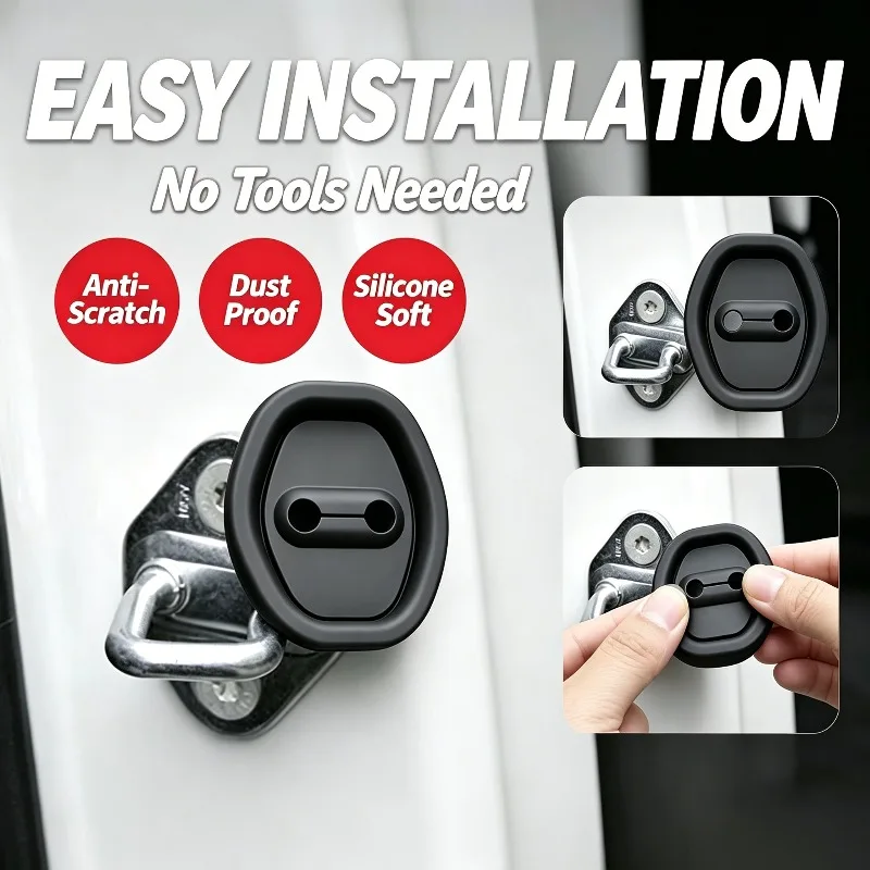 Car Door Lock Cover Auto Emblem Protection Case Anti Dustproof Reduce Slam Noise Protector Fit For Most Common Vehicle Models