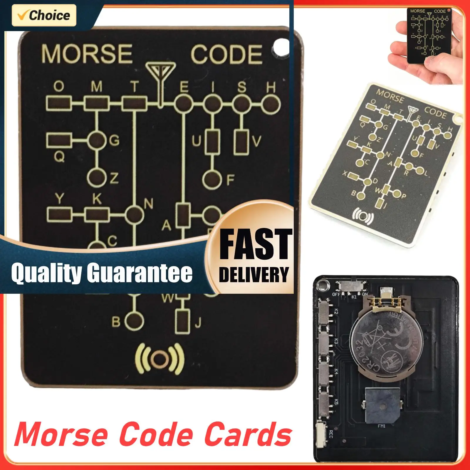 Trendy Design Morse Code Cards Karte Practical Practical Function Training Card LEDs Signal Buttons Unique Personalized Feature