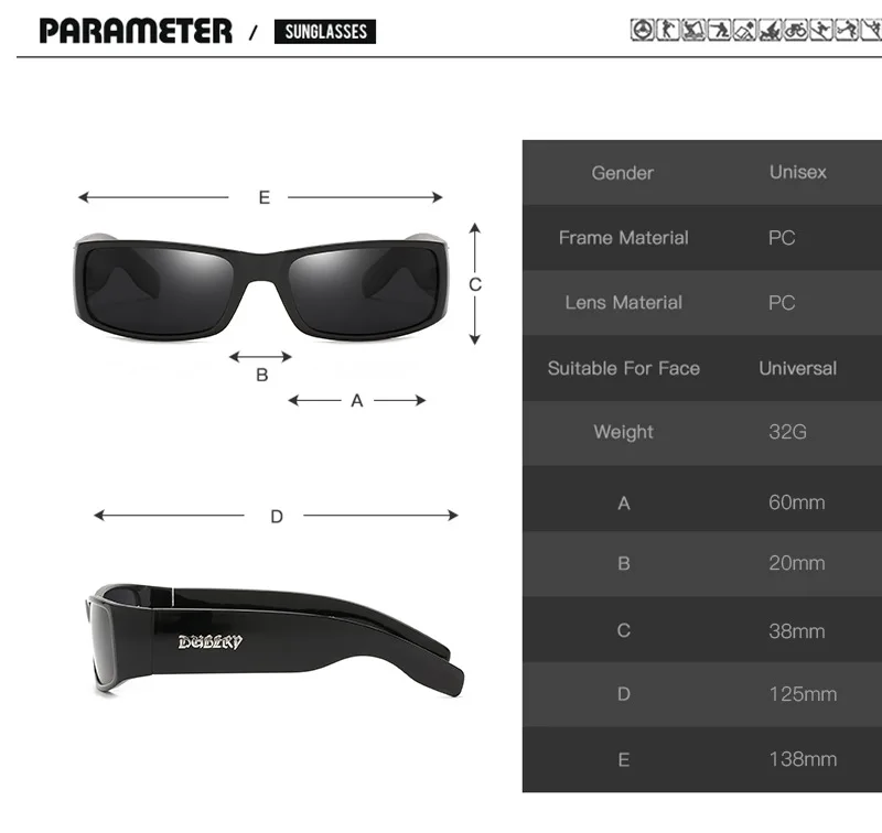 DUBERY Vintage-Sonnenbrille, polarisierte Herrenbrille für Herren, schwarz, quadratisch – Detail 4