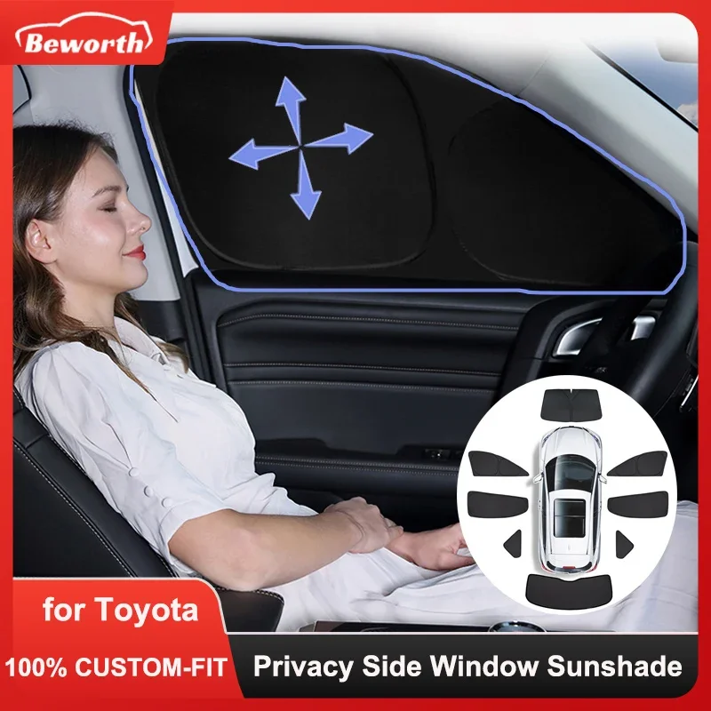 Full Privacy Car Sunshade for Toyota Highlander Crown Camry Corolla Side Window Sun Shade Blind Shading for Kids Camping Hiking