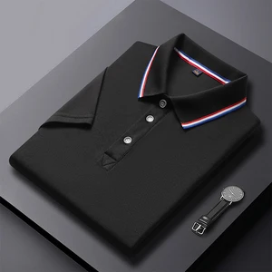Men's Monochrome Polo Shirt, Business Polo Shirt, Sleeve Blouse, Short Sleeve Casual T -Shirt, Summer, 2024 8 Main Sales Men's Shirts - №7
