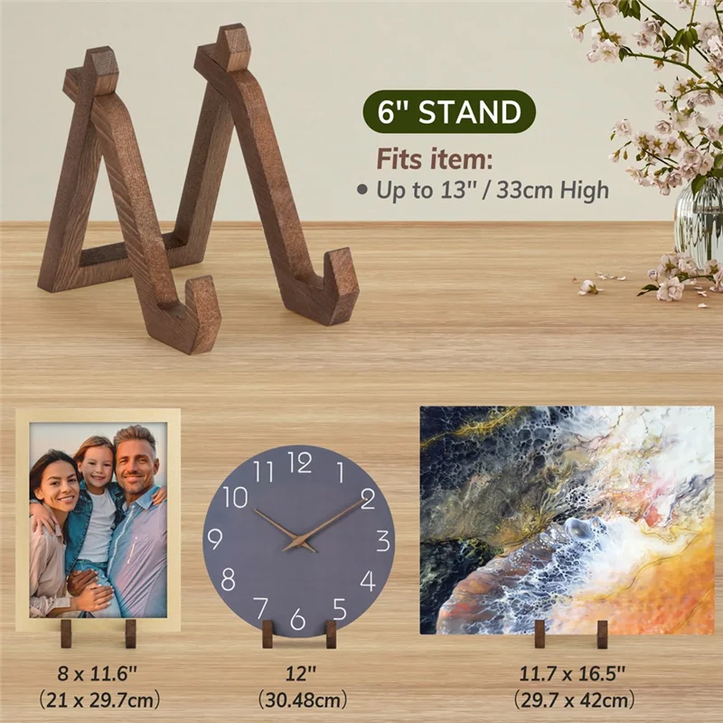 

KB-3 PCS Wooden Plate Holder Display Stand, Decorative Picture Frame Photo Stand Wood Color For Decorative Plaque Easels Stand