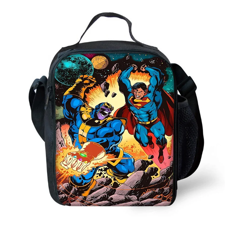 Cartoon S-Superman Logo Kind Geïsoleerde Grote Capaciteit Tas Voor Jongen Meisje Student Outdoor Picknick Hervat Thermische Koelbox