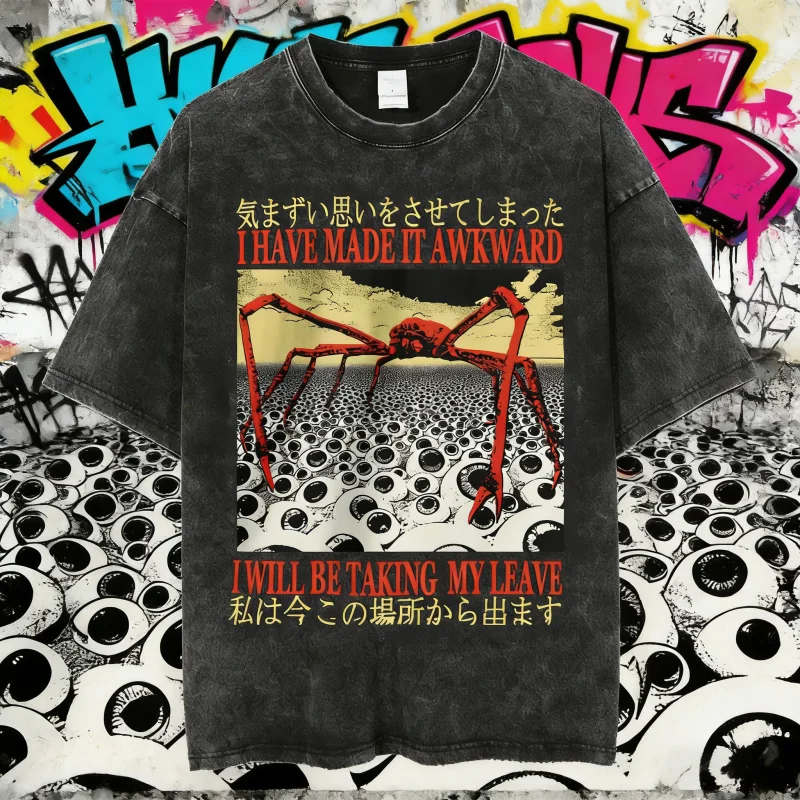 2025 صيف لقد صنعت ذلك محرج سأخذ تركي ميمي اليابان العنكبوت كراب مضحك للجنسين 100% القطن الخالص الترفيه تي شيرت
