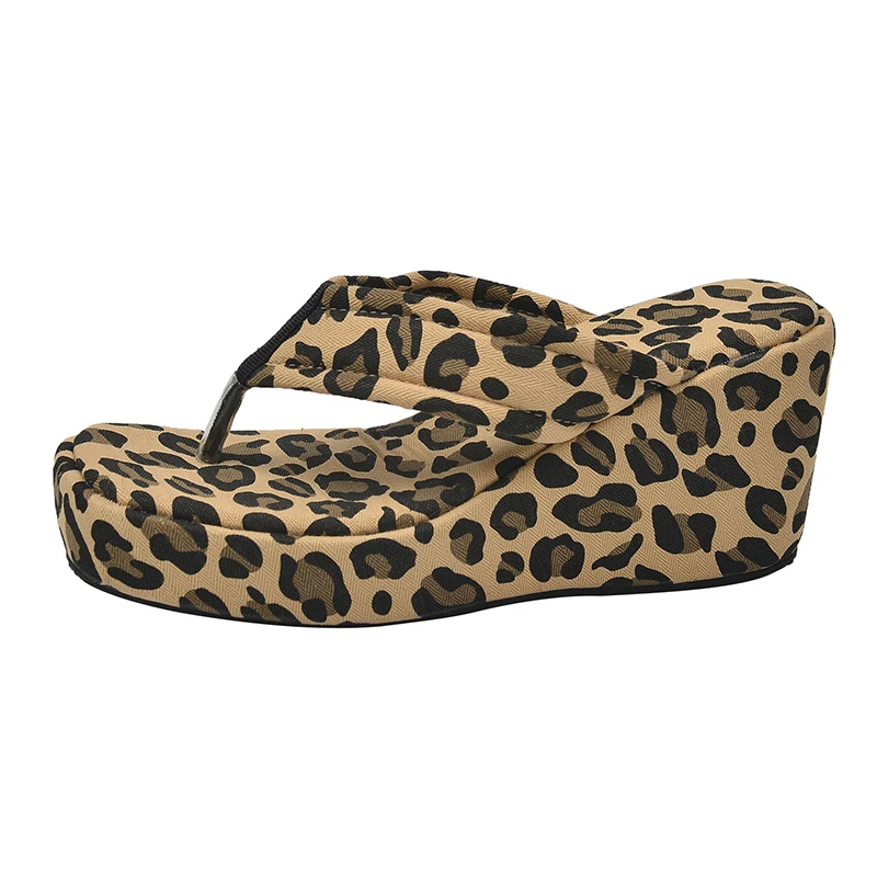 Summer Women's Leopard Print Thick Bottom Casual Slippers Ladies Open Toed Shoes Female Thong Beach Flip Flops Zapatos De Mujer